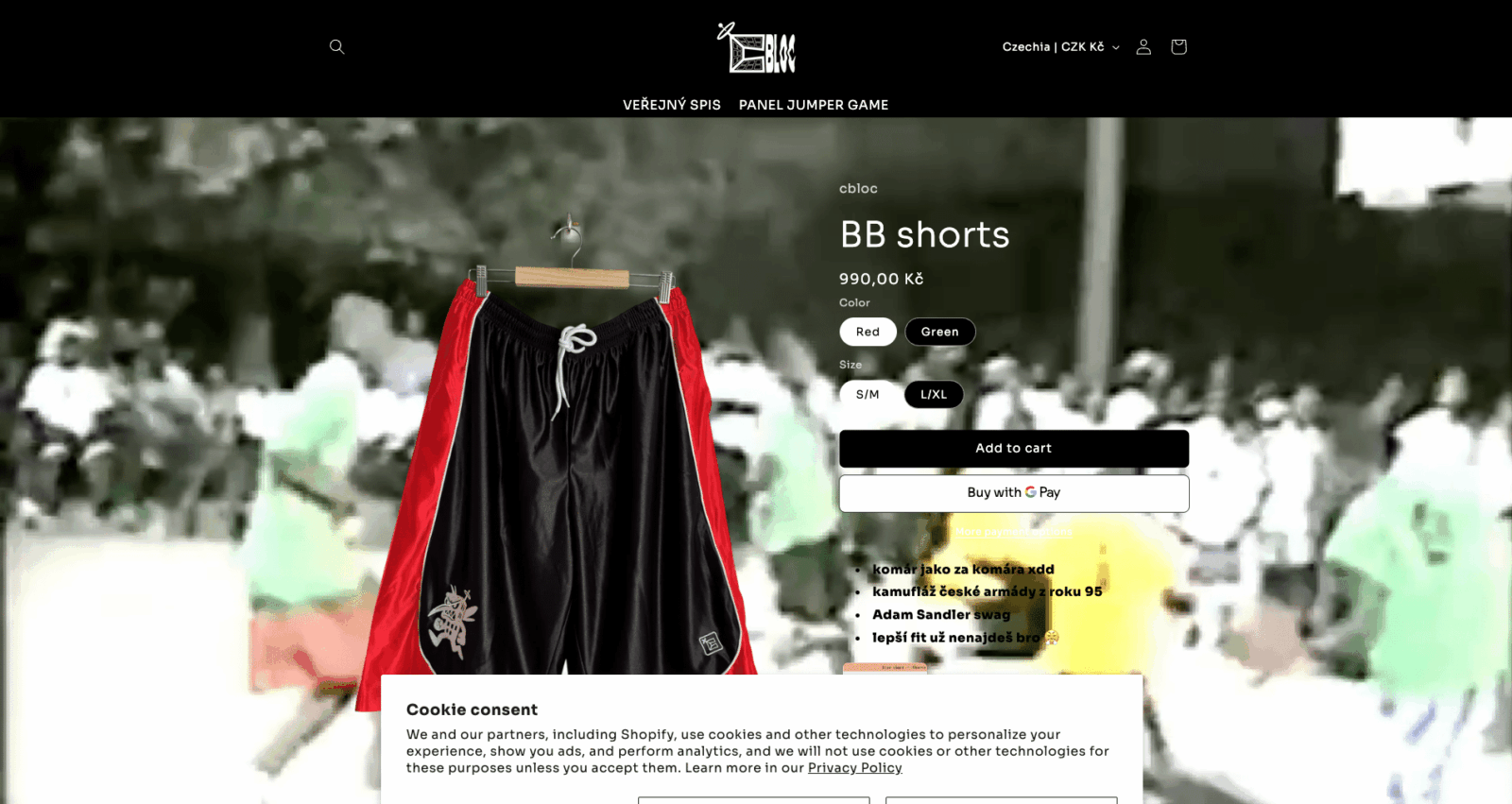 Screenshot uživatelského rozhraní webu Cbloc